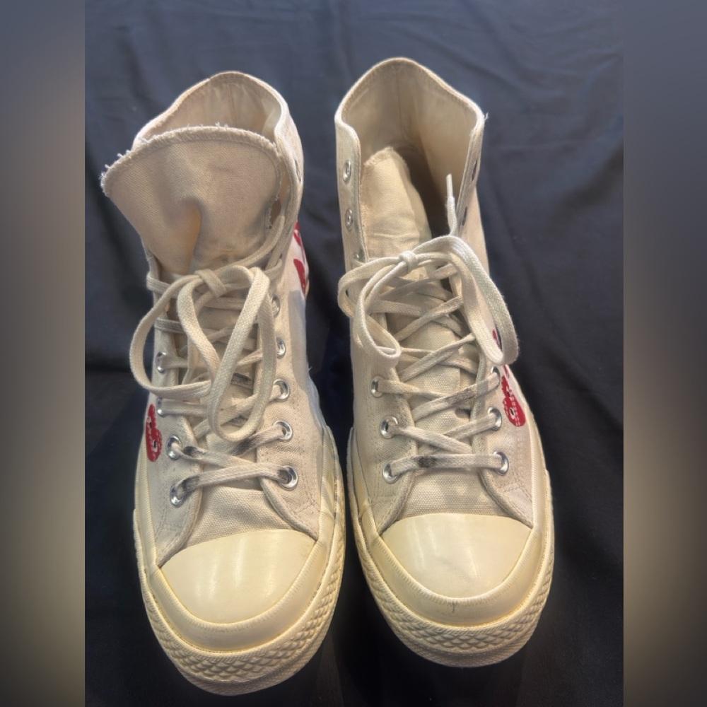 Comme Des Garçon Converse Chuck Taylor High-Tops with Red Hearts - Picture 4 of 6